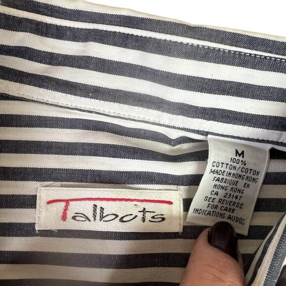 Talbots cotton striped shirt, long sleeves, button down, women's size M - Picture 2 of 7